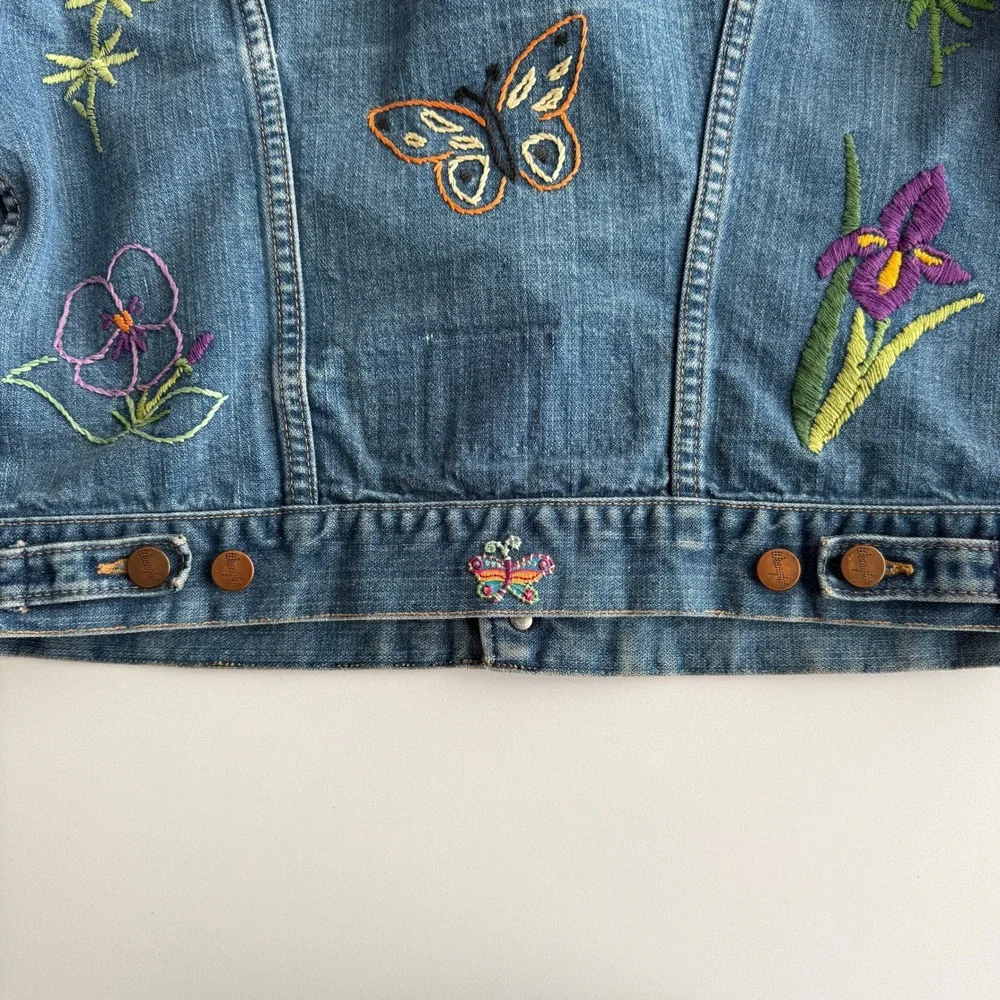 Wrangler VTG Made in USA Black Label Hand Embroidered Hippie Trucker Jacket M‎ - Picture 5 of 14